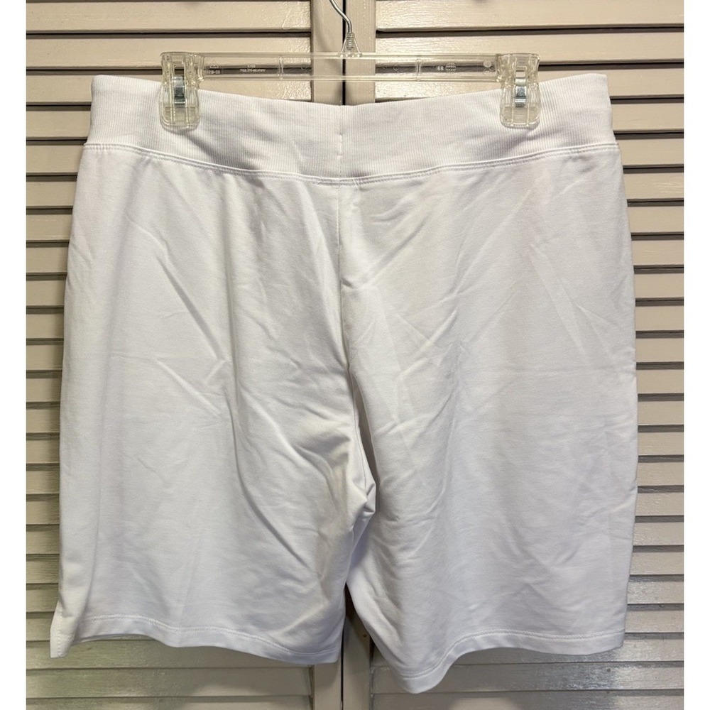 Athletic Works White Bermuda Shorts Size Large Mid Rise Pockets Tie Waist Soft - Picture 4 of 6